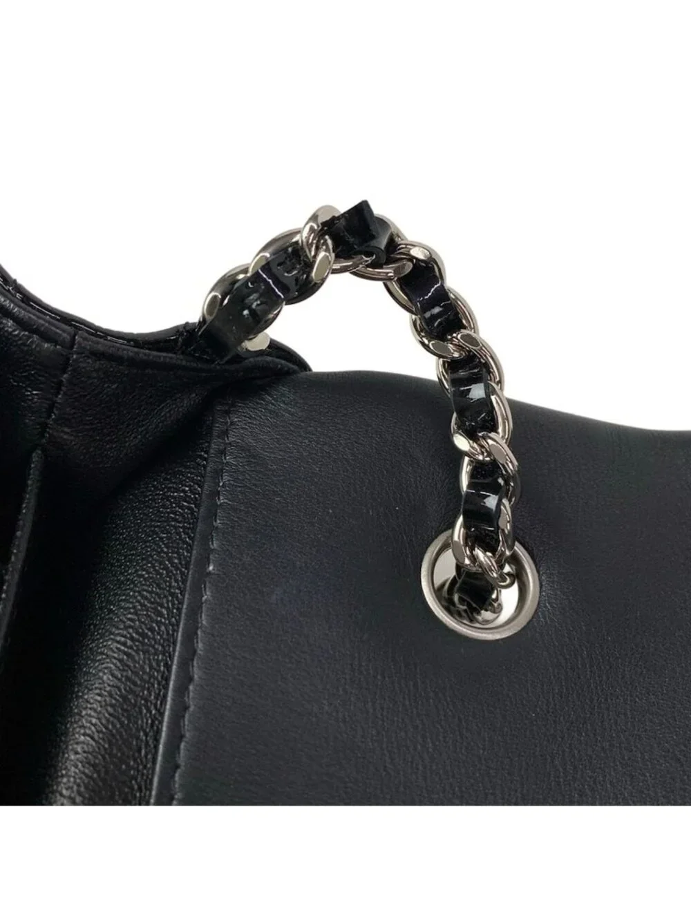 Chanel Shoulder Bag Extra Mini Quilted Black Chain Silver Leather